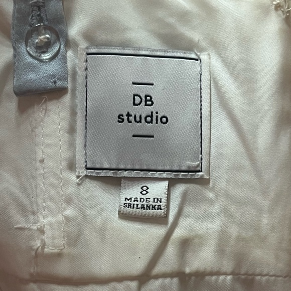 Elegant White Dress with Blue Ribbon Sleeves - Picture 3 of 3